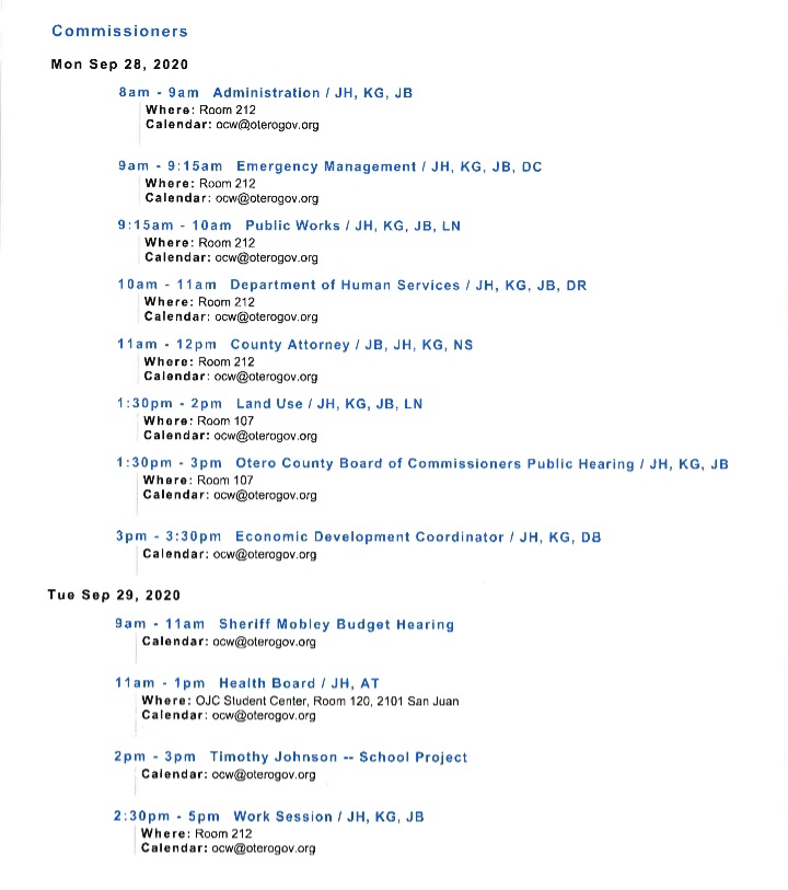 Otero County Commissioners Schedule seconews.org 