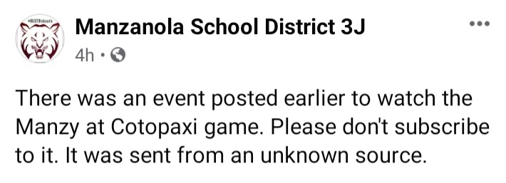 Manzanola Schools scam post seconews.org 