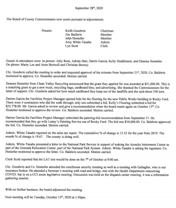 Otero County Commissioners Meeting seconews.org 