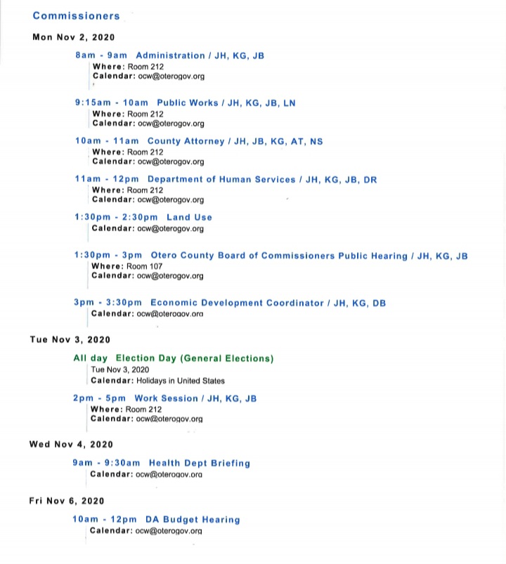 Otero County Commissioner Schedule seconews.org 