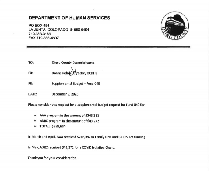 Otero County Commissioners Meeting Department of Human Services seconews.org 