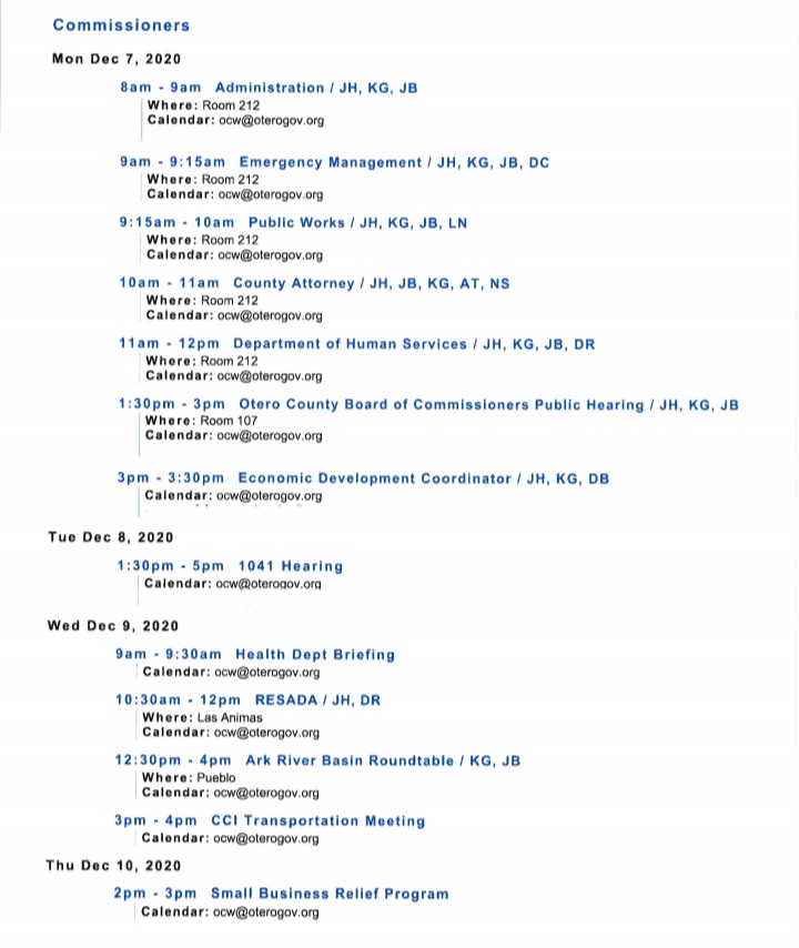 Otero County Commissioners Schedule seconews.org 