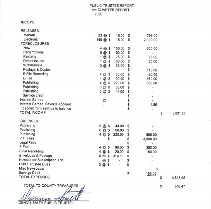 Otero County Trustee's Report seconews.org 