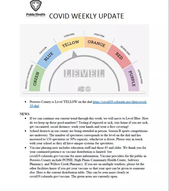 Prowers County Public Health Covid Update seconews.org 