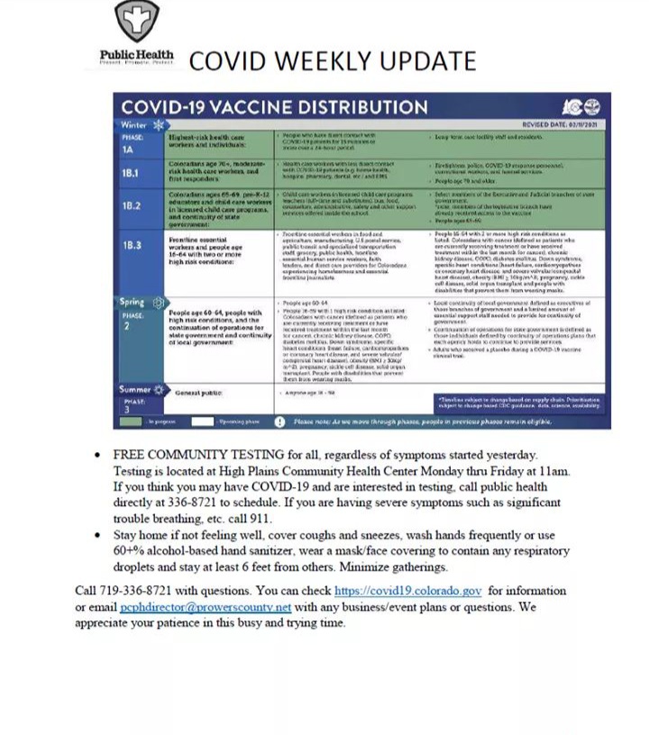 Prowers County Public Health Covid Update seconews.org 