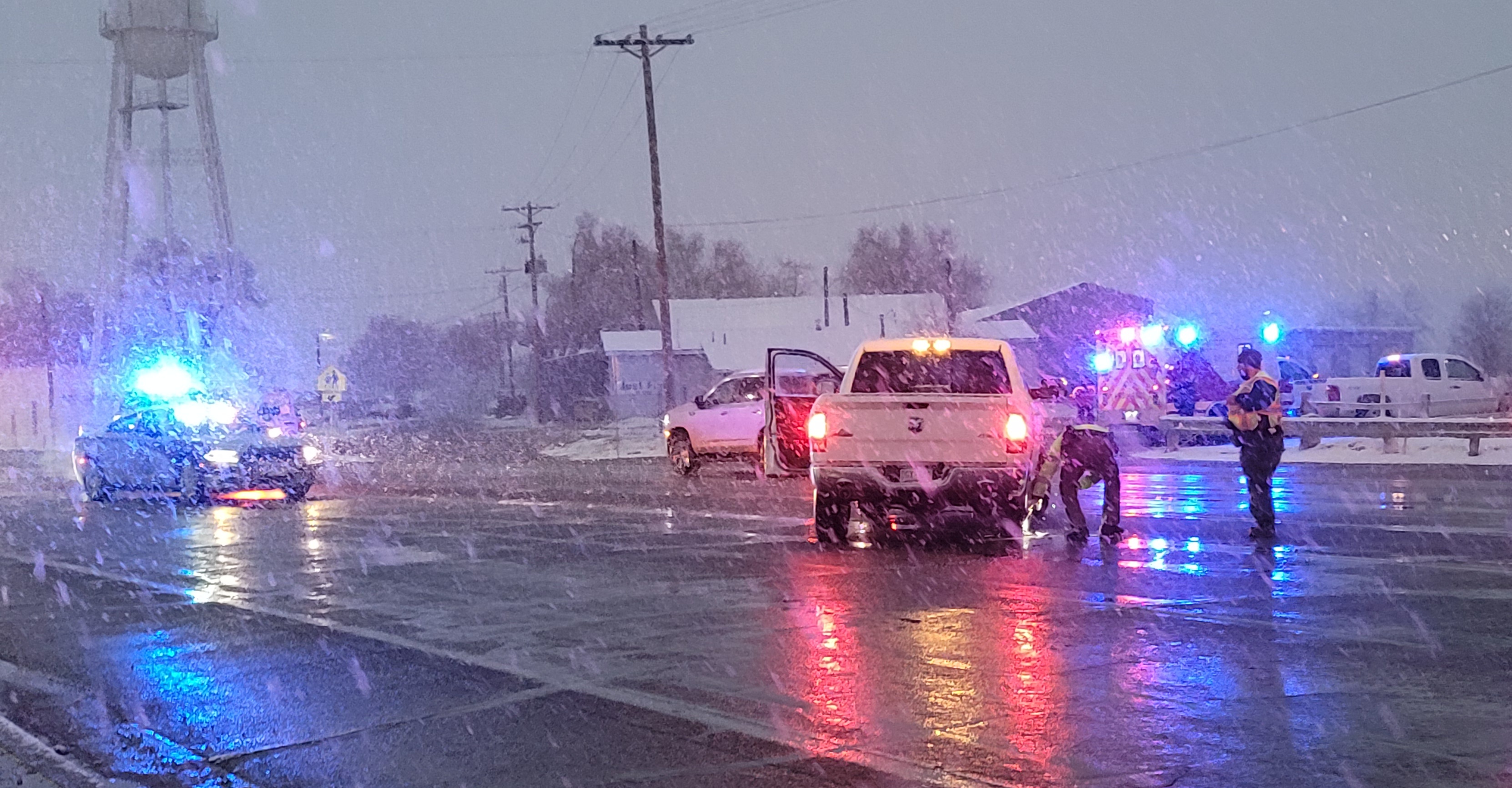 Dodge Truck VS Chevy Truck at Hwy 50 and Columbia Ave in Swink