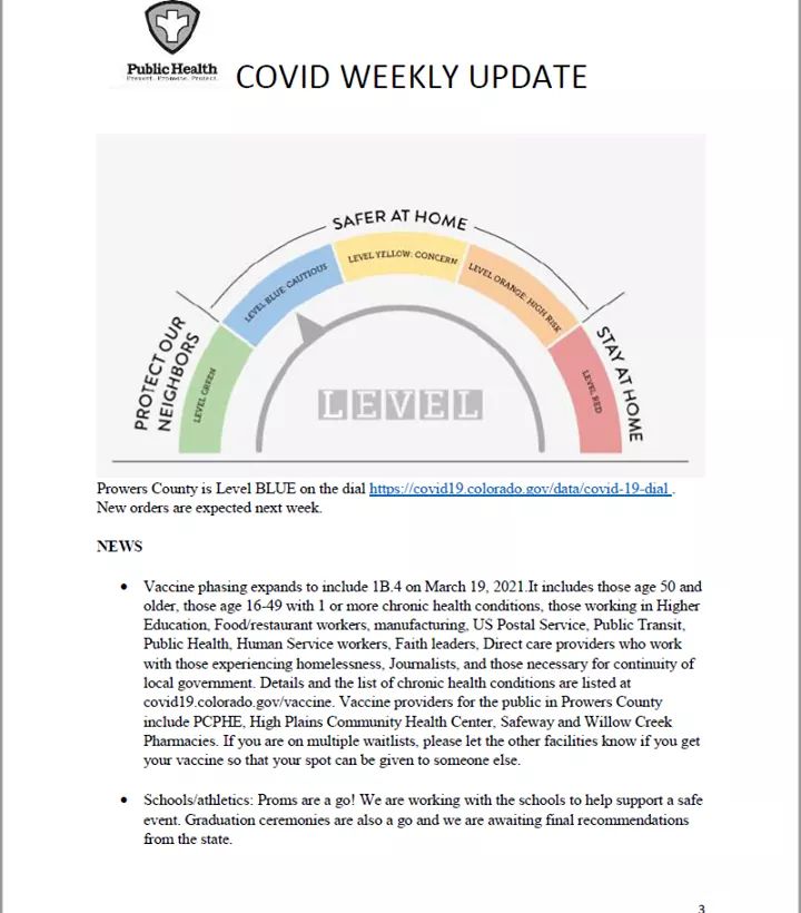 Prowers County Public Health Covid Update seconews.org 